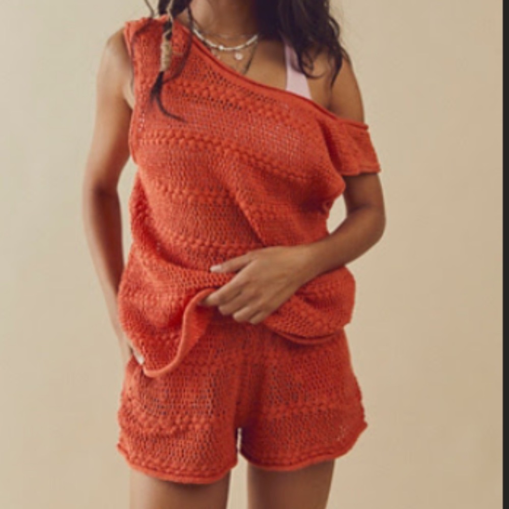 Free people beach sweater short set EUC